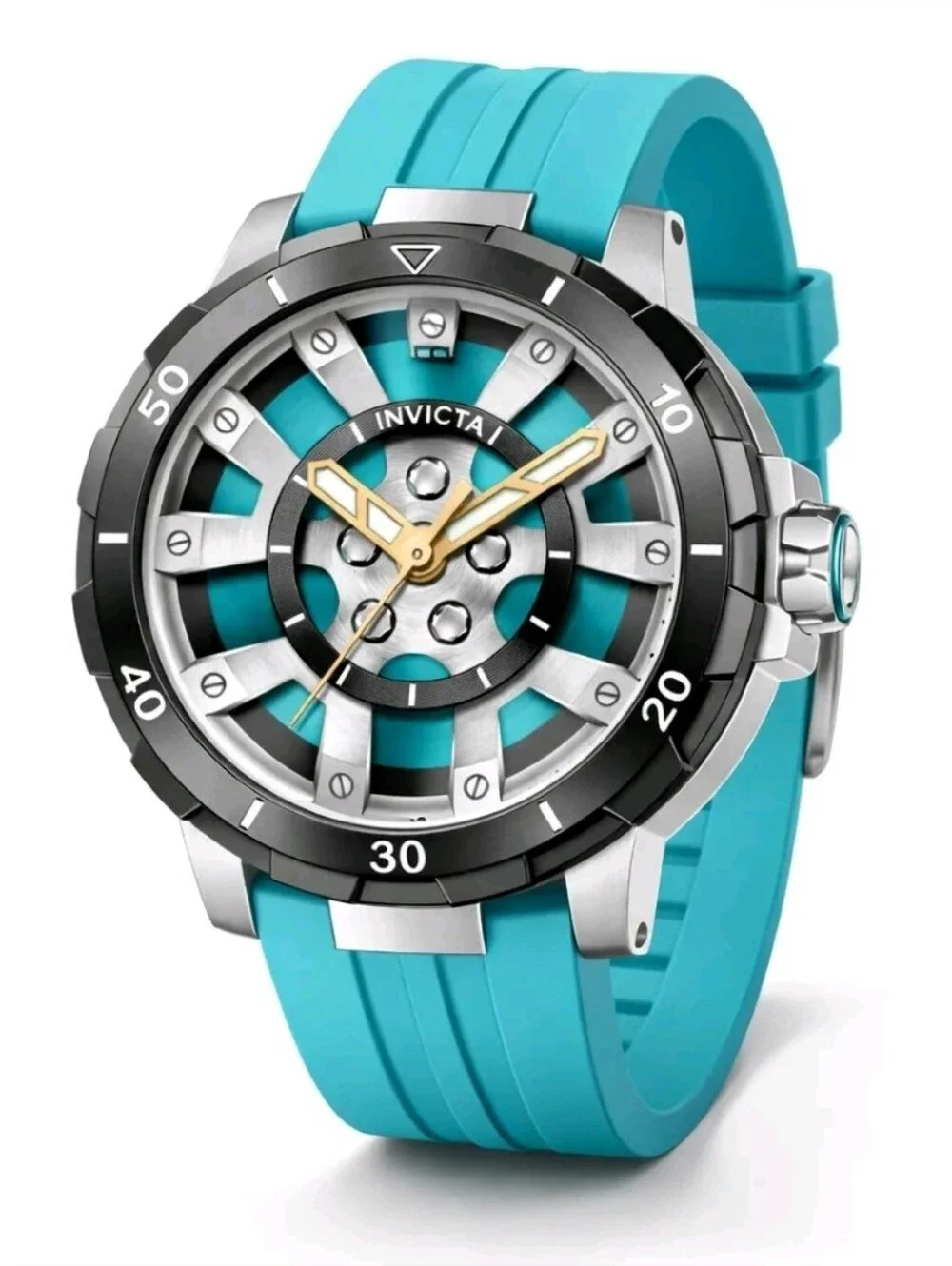 NEW 🏁 Invicta Racing Stint Master Men's Watch - 46mm. Light Blue Silicone 49442